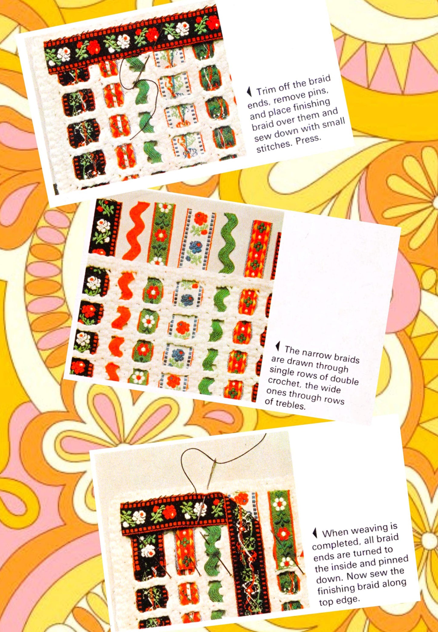 Vintage Crochet Pattern Womens Ribbon Vest PDF Instant Digital Download Groovy Mod Unique Button Up Waistcoat Top 4 Ply