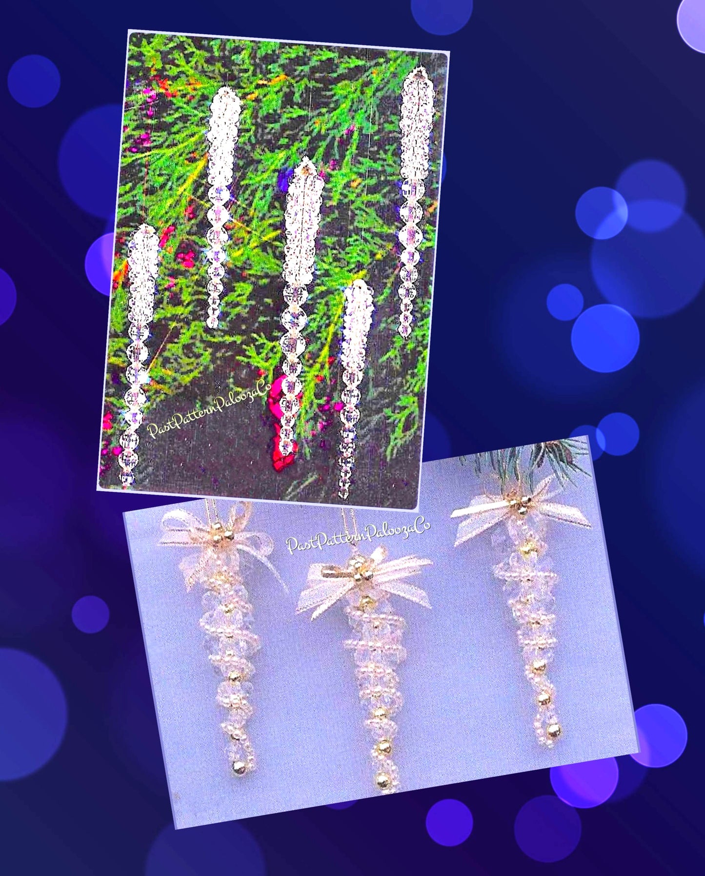Vintage Christmas Beading Patterns Icicles Ornaments 2 Designs PDF Instant Digital Download Holiday Tree Trim Bead Craft