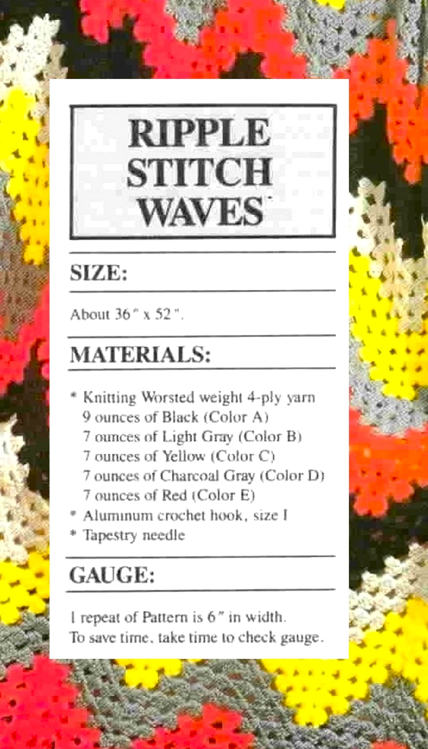 Vintage Crochet Pattern Ripple Stitch Waves Afghan Pattern PDF Instant Digital Download Quick Easy Beginners Chevron Zig Zag Blanket 10 Ply