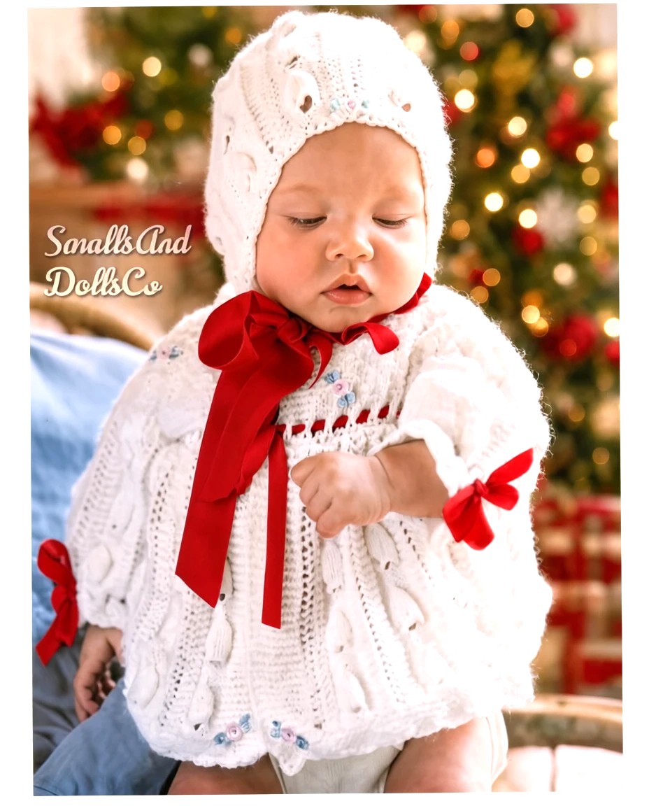 Vintage Knitting Pattern Baby Christmas Bells 3 Piece Set PDF Instant Digital Download Holiday Coat Bonnet Booties 0-3 m