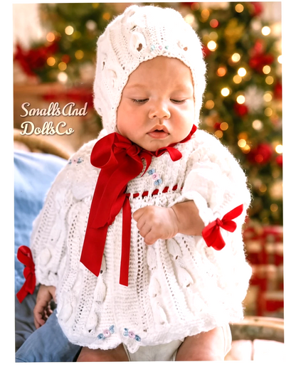 Vintage Knitting Pattern Baby Christmas Bells 3 Piece Set PDF Instant Digital Download Holiday Coat Bonnet Booties 0-3 m
