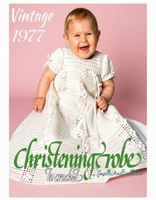 Vintage Crochet Pattern Long Bobble Panels Baby Christening Dress PDF Instant Digital Download Baptism Blessing Gown 0-6m 3 Ply