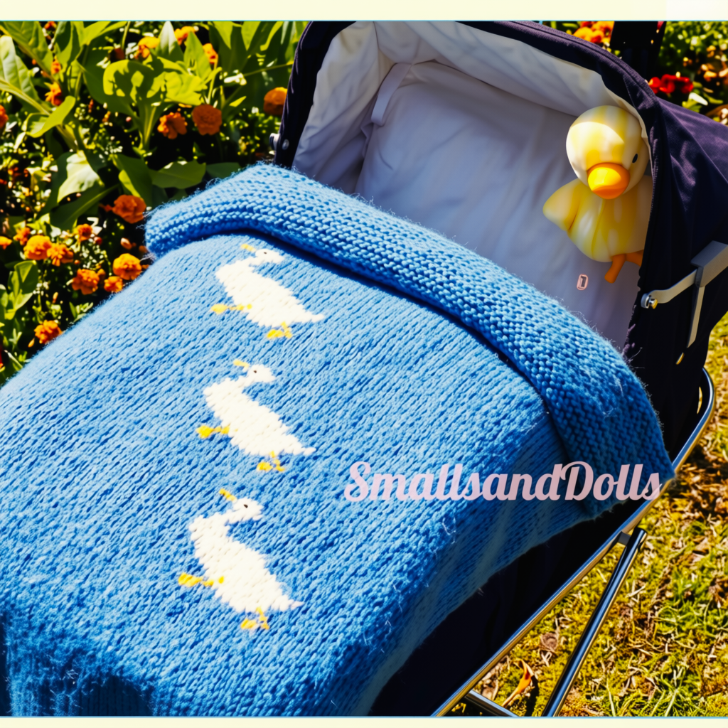 Vintage Knitting Pattern Three Little Puddle Ducks Baby Blanket PDF Instant Digital Download Ducky Crib Cover 26x36 12 Ply