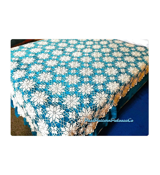 Vintage Thread Crochet Pattern Pretty Queen Anns Lace Motif Bed Spread PDF Instant Digital Download Heirloom Bedspread Cotton Coverlet