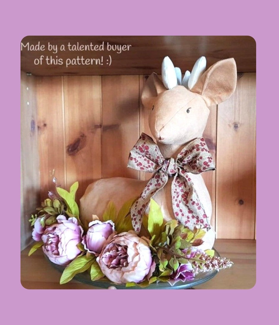 Vintage Christmas Sewing Pattern Reindeer Soft Sculpture Dolls PDF Instant Digital Download Doe Stag Table Centerpiece 2 Sizes