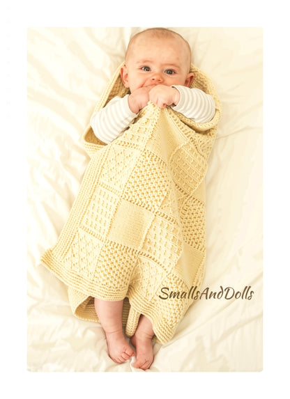 Vintage Knitting Pattern Textured Squares Baby Blanket PDF Instant Digital Download Knit Lapghan Crib Cover DK