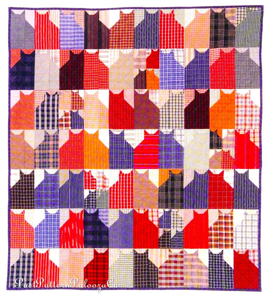 Vintage Sewing Pattern Colorful Cats Quilt PDF Instant Digital Download Cute Big & Small Kitty Silhouette Blocks Easy Beginners
