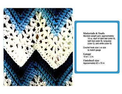 Vintage Crochet Pattern Lacy Ripples Afghan Pattern PDF Instant Digital Download Chevron Ocean Foam Waves Lace Throw Blanket 62x70 10 Ply