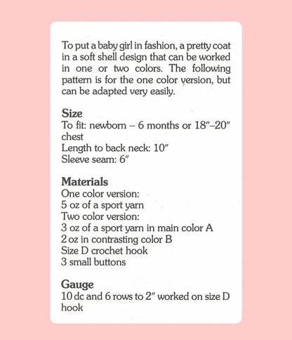 Vintage Crochet Pattern Baby Girl Striped Shell Stitch Matinee Coat Jacket PDF Instant Digital Download Flared Cardi Dress 0-6m months 5 Ply