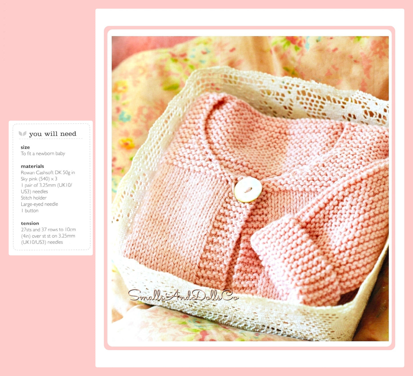 Vintage Knitting Pattern Easy Beginner Newborn Baby Cardigan Sweater PDF Instant Digital Download Garter Stocking Stitch DK