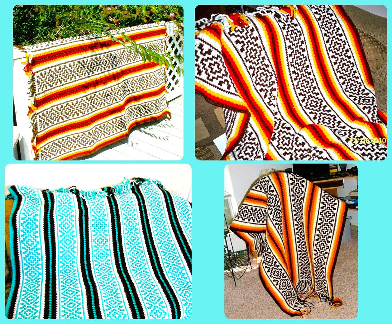 Vintage Crochet Pattern Southwestern Western Afghan PDF Instant Digital Download Cowboy Range Mosaic Design Throw Blanket 10 Ply