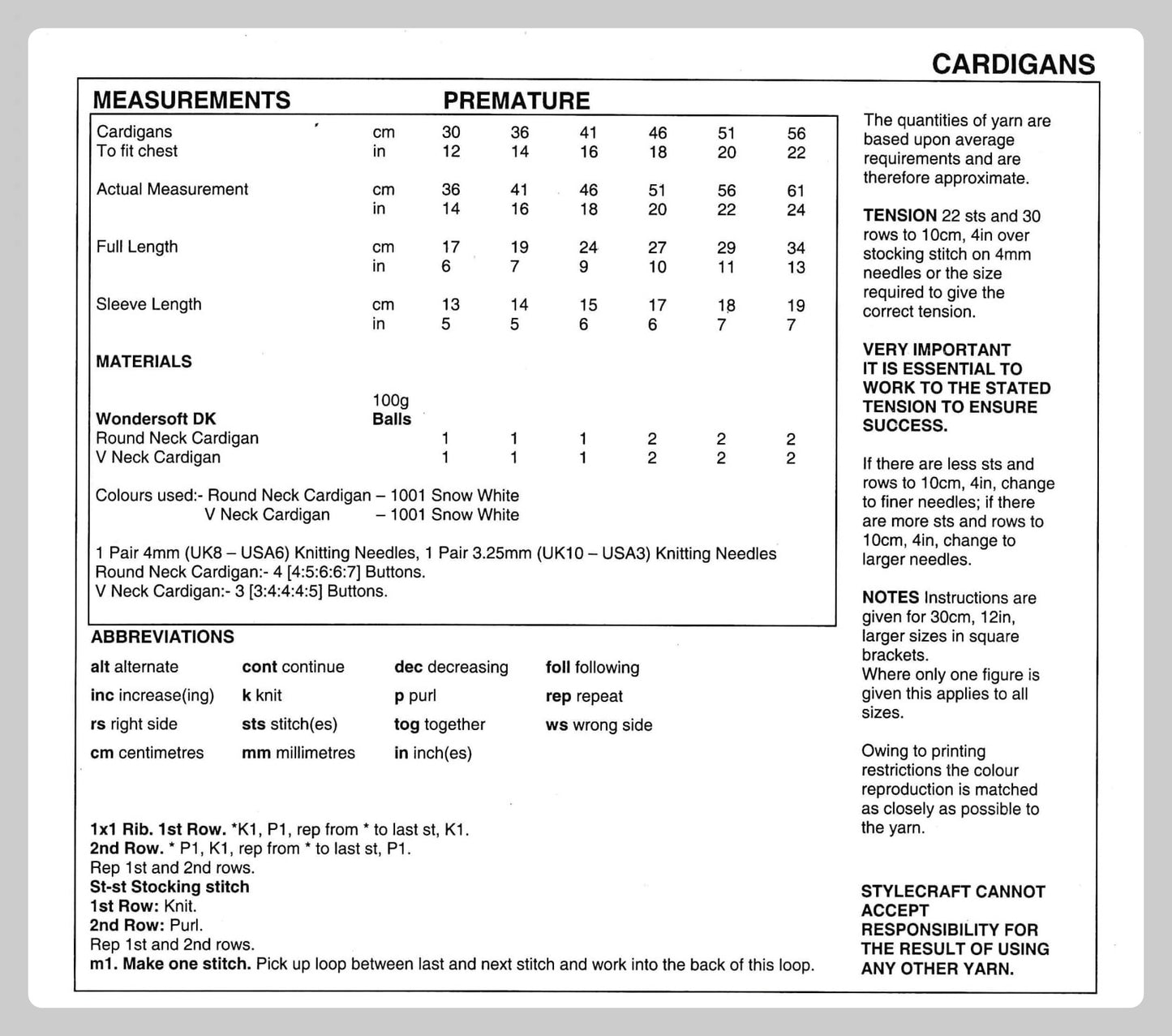 Vintage Knitting Pattern Classic Baby Plain Simple Easy Knit Cardigan Sweaters V and Round Neck PDF Instant Digital Download Preemie - 2 yrs