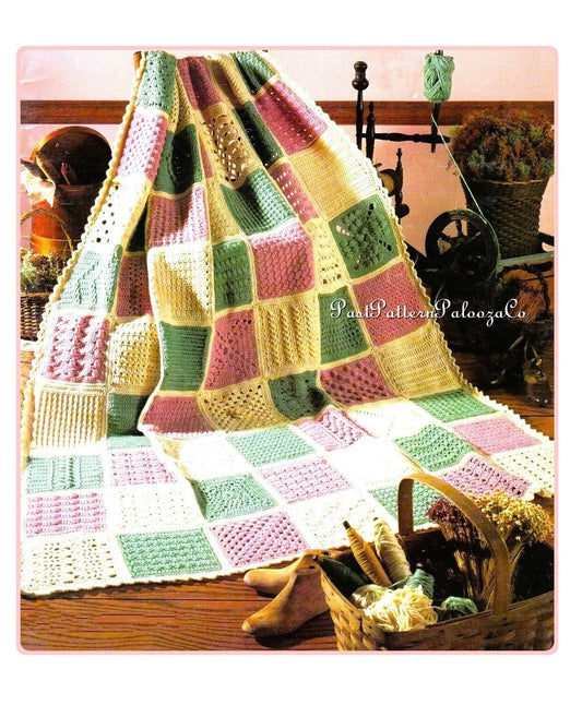 Vintage Crochet Pattern 63 Squares Heirloom Sampler Afghan Blocks Medley Blanket PDF Instant Digital Download Quick Easy Stitch 10 Ply