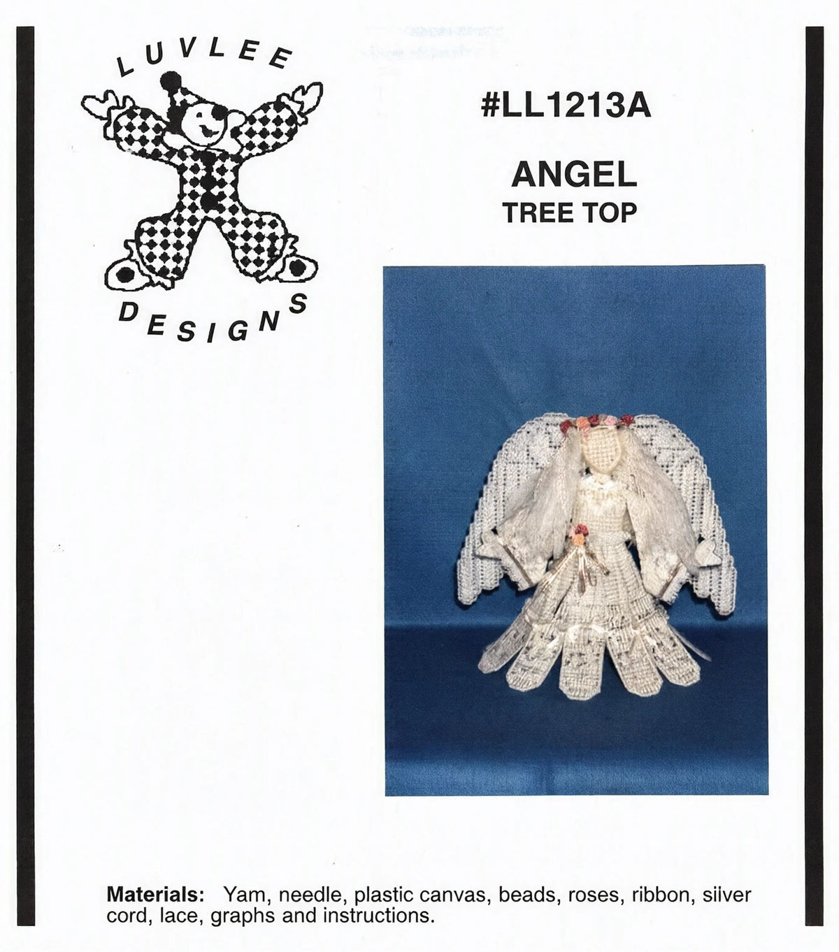 Vintage Plastic Canvas Pattern Lacy Victorian Angel Doll Christmas Tree Topper PDF Instant Digital Download Beads Roses Ribbon