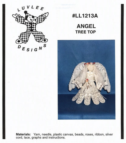 Vintage Plastic Canvas Pattern Lacy Victorian Angel Doll Christmas Tree Topper PDF Instant Digital Download Beads Roses Ribbon