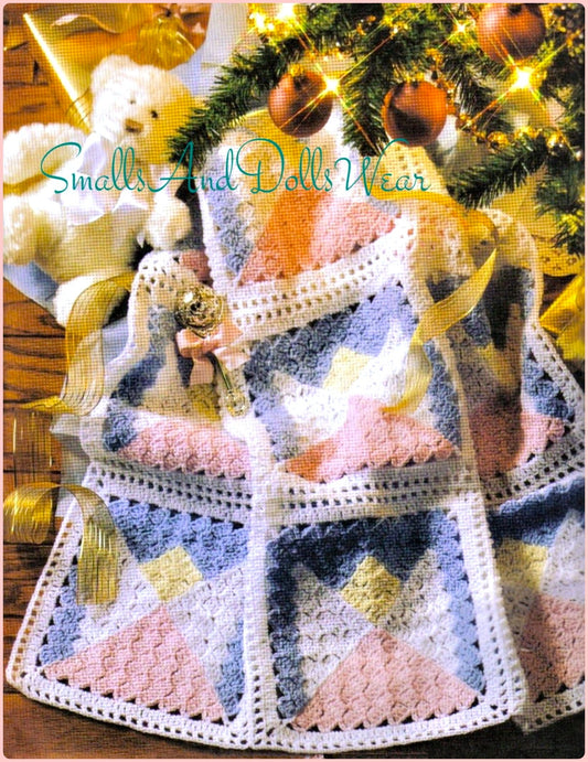 Vintage Crochet Pattern Heavenly Angel Squares Baby Afghan Granny Square Angel Motif Blanket PDF Instant Digital Download C2C 30x40 5 Ply