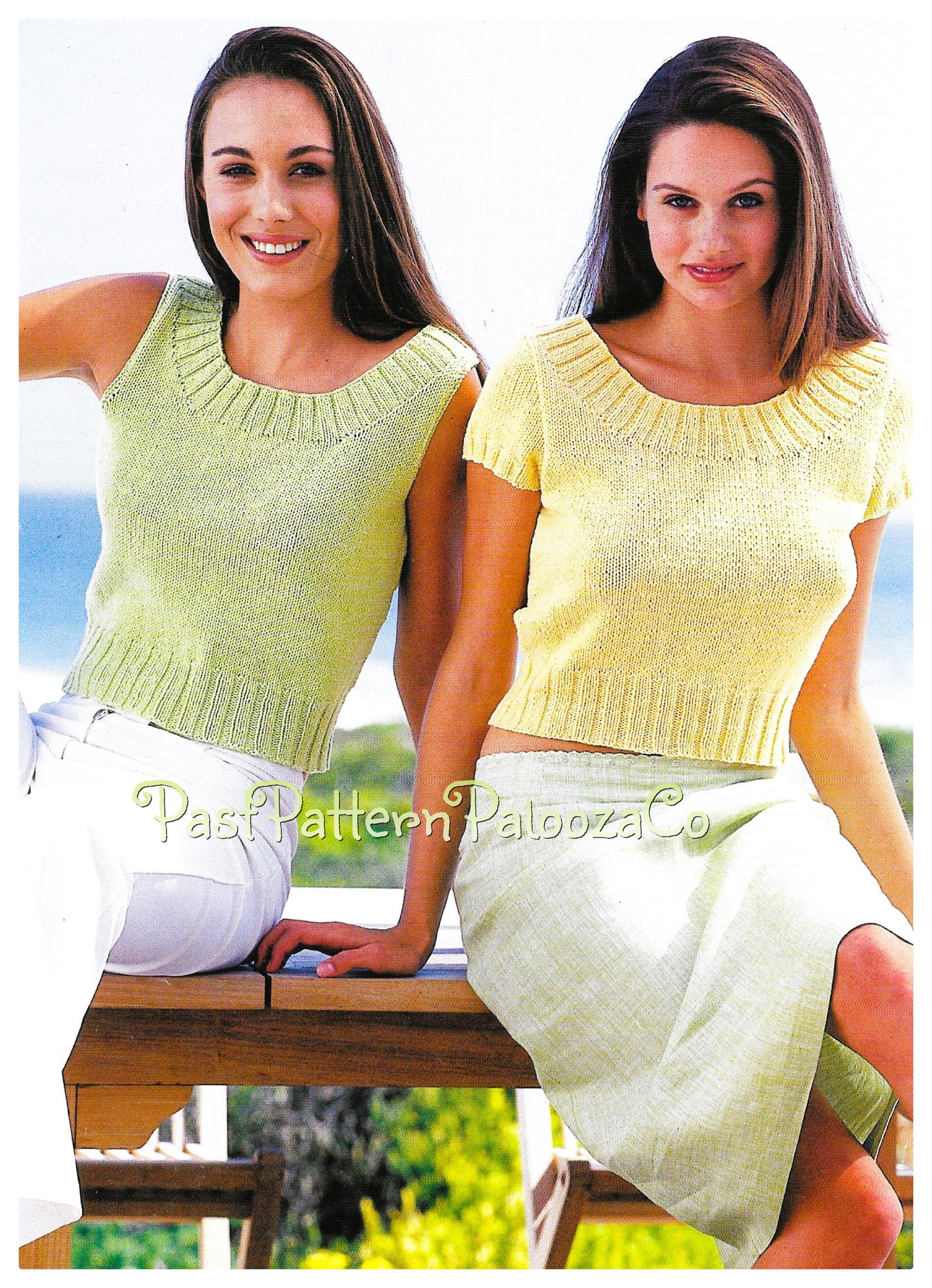 Vintage Knitting Pattern Womens Pretty Short Sleeved Summer Tops PDF Instant Digital Download Ladies Sleeveless Cami Tank Sweaters DK