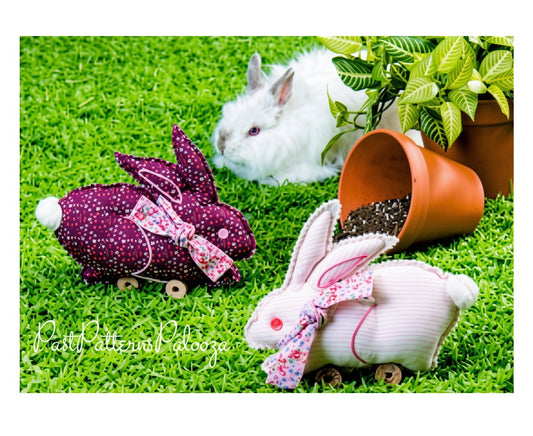 Vintage Sewing Pattern 9" Calico Country Bunnies Soft Sculpture Fabric Centerpiece or Toys PDF Instant Digital Download Easter Bunny Decor