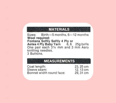 Vintage Knitting Pattern Moss Stitch Trimmed Baby Coat Set PDF Instant Download 0-12m 4 Ply