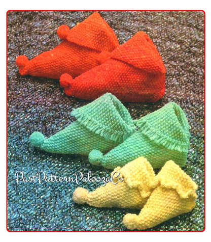 Vintage Knitting Pattern Christmas Elf Family Slippers PDF Instant Digital Download Retro Baby Booties Childs Adults Bed Socks 10 Ply