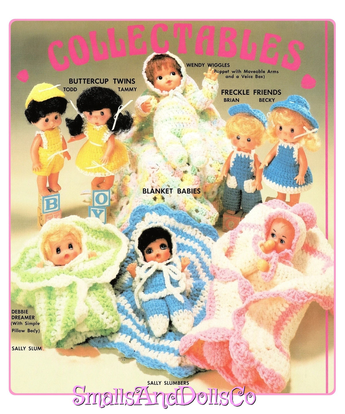 Vintage Crochet Patterns 10" Baby in a Blanket Dolls and Clothes for 7" Dolls PDF Instant Digital Download