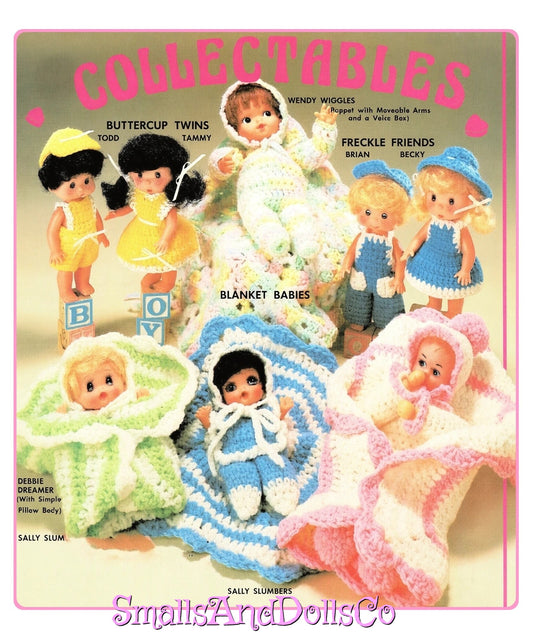 Vintage Crochet Patterns 10" Baby in a Blanket Dolls and Clothes for 7" Dolls PDF Instant Digital Download