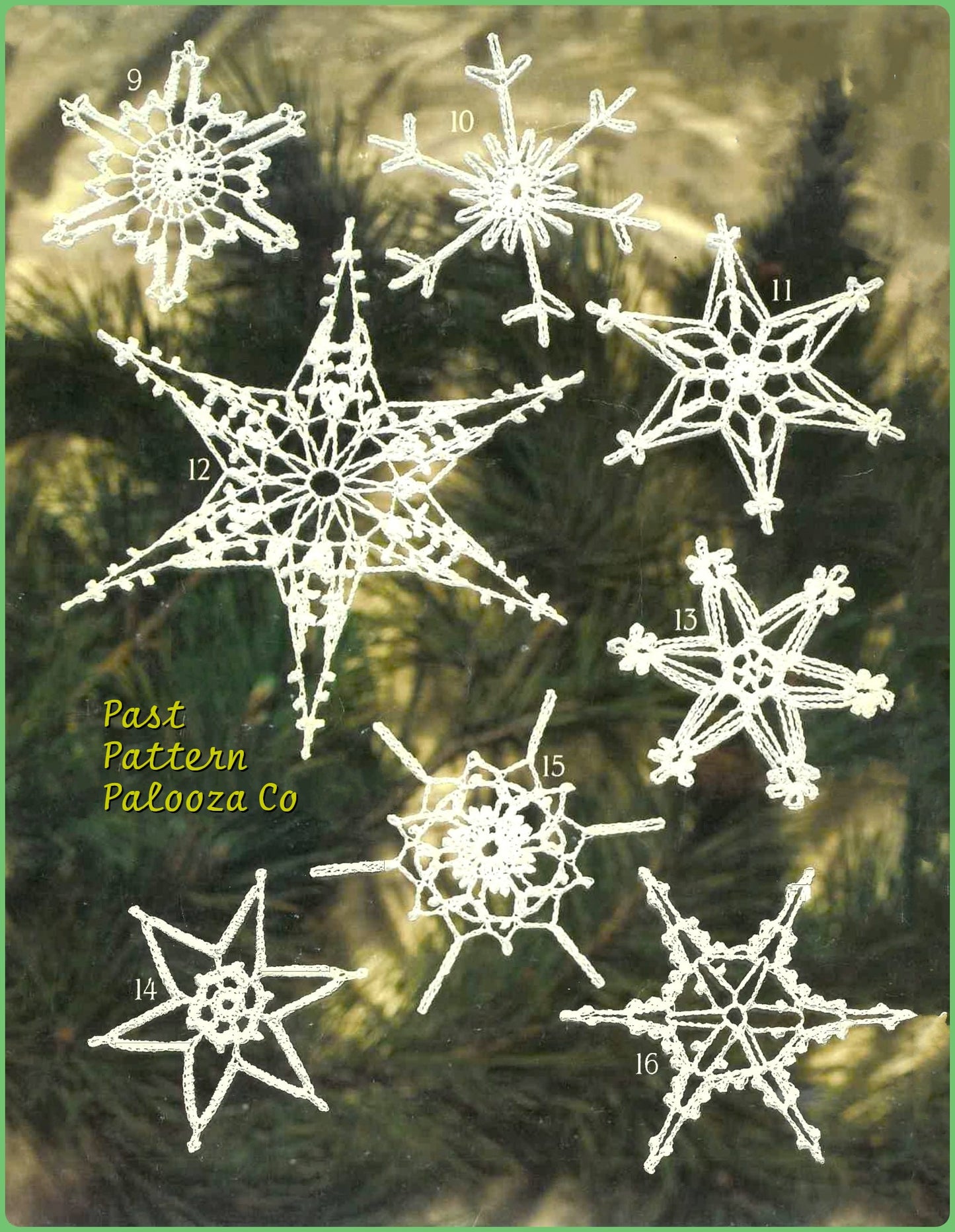 Vintage Crochet Christmas Pattern 16 Icy Lacy Snowflakes Ornaments PDF Instant Digital Download Quick Easy Stitch