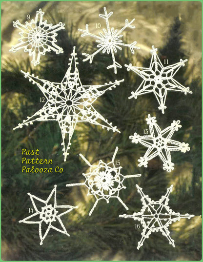 Vintage Crochet Christmas Pattern 16 Icy Lacy Snowflakes Ornaments PDF Instant Digital Download Quick Easy Stitch
