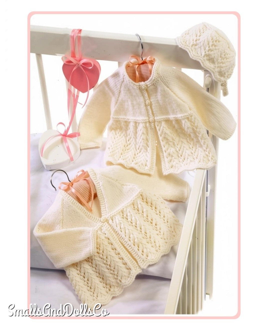 Vintage Knitting Pattern Baby Girl Matinee Coat Bonnet Set Classic Eyelet Lace PDF Instant Digital Download Preemie - 12m DK