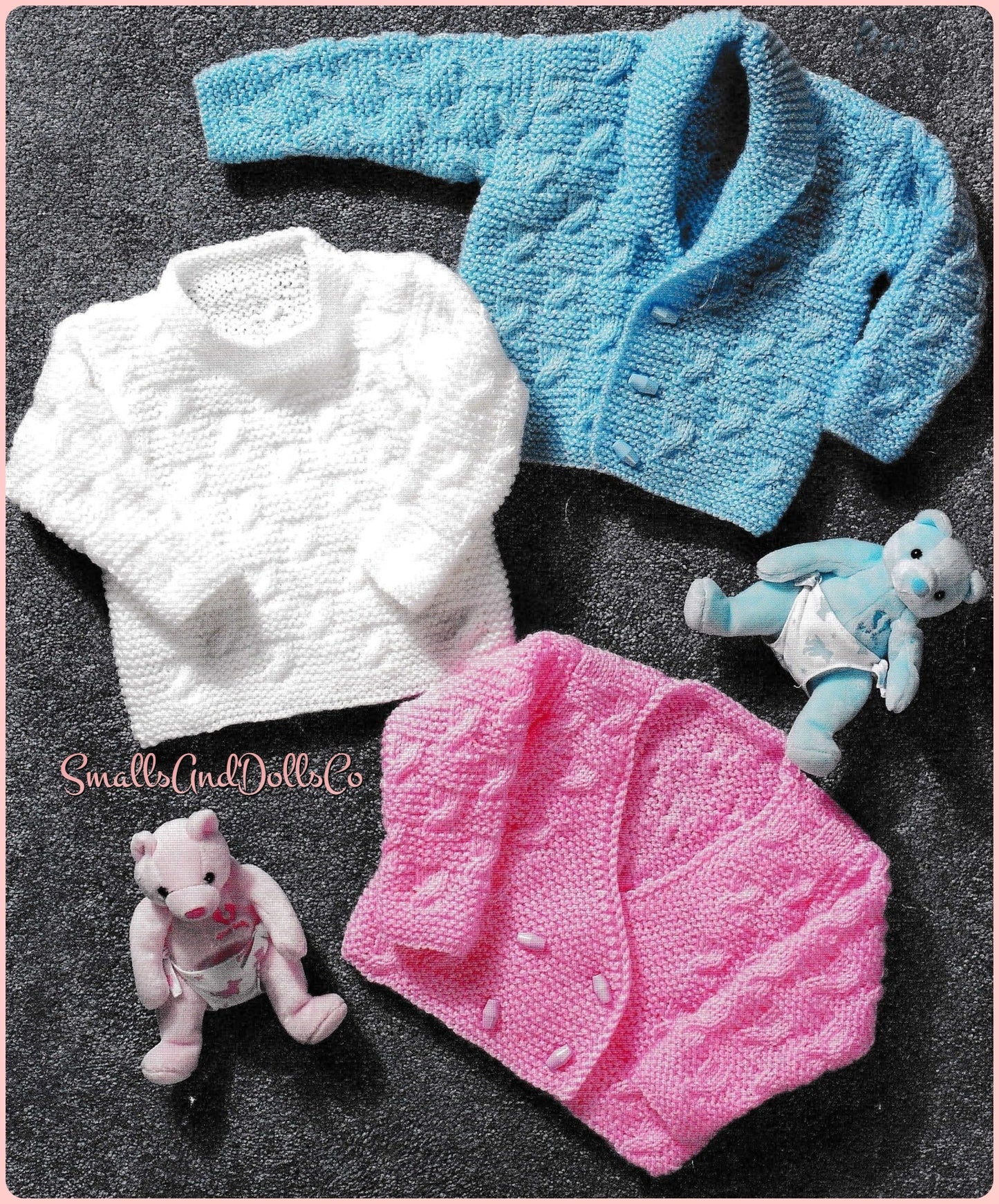 Vintage Knitting Pattern Baby Toddler Aran Cardigan Pullover Sweaters and Roll Collar Jacket PDF Instant Digital Download Jumper 0-3 Yrs