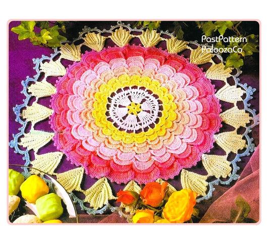 Vintage Crochet Pattern 15" Springtime Flower Spring Easter Doily Centerpiece Mat PDF Instant Digital Download Table Decor Cotton Thread