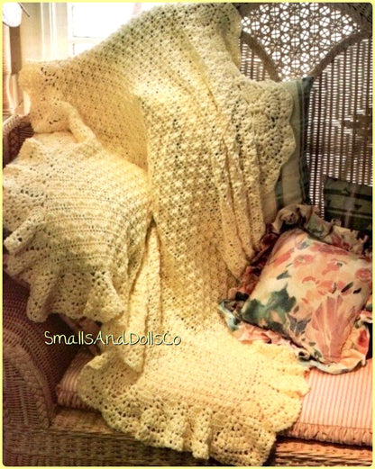 Vintage Crochet Pattern Victorian Buttercup Baby Afghan Cluster Stitch Nursery Blanket PDF Instant Digital Download 5 Ply