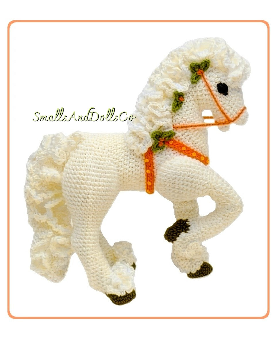 Vintage Crochet Pattern 15" Christmas Carousel Horse Soft Toy Doll PDF Instant Digital Download Plush Merry Go Round Horse Amigurumi 4 Ply