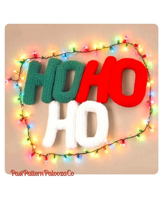 Vintage Christmas Crochet Pattern Ho Ho Ho Pillow or Wall Hanging Door Decor PDF Instant Digital Download Beginners