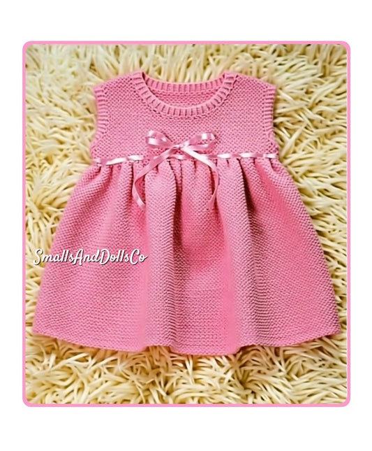Vintage Knitting Pattern Baby Girl Sweet Simple Summer Dress Ribbon Yoke PDF Instant Digital Download Sleeveless 6-12 Months 3 Ply