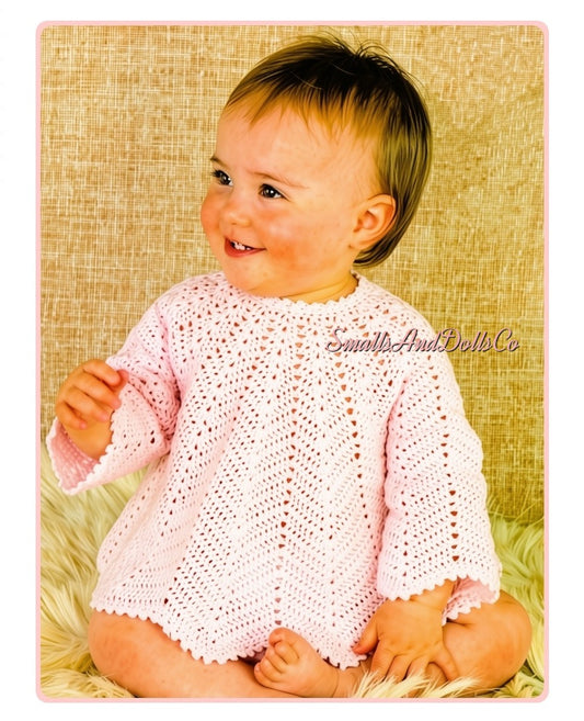 Vintage Crochet Pattern Baby Girl Lacy Angel Tops Dresses PDF Instant Digital Download 6-9m 3 Ply