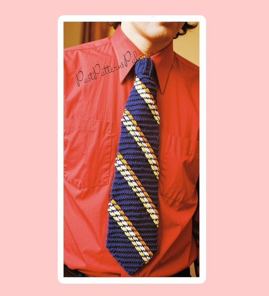 Vintage Knitting Pattern Classic Striped Neck Tie Mens Womens PDF Instant Digital Download Quick Easy