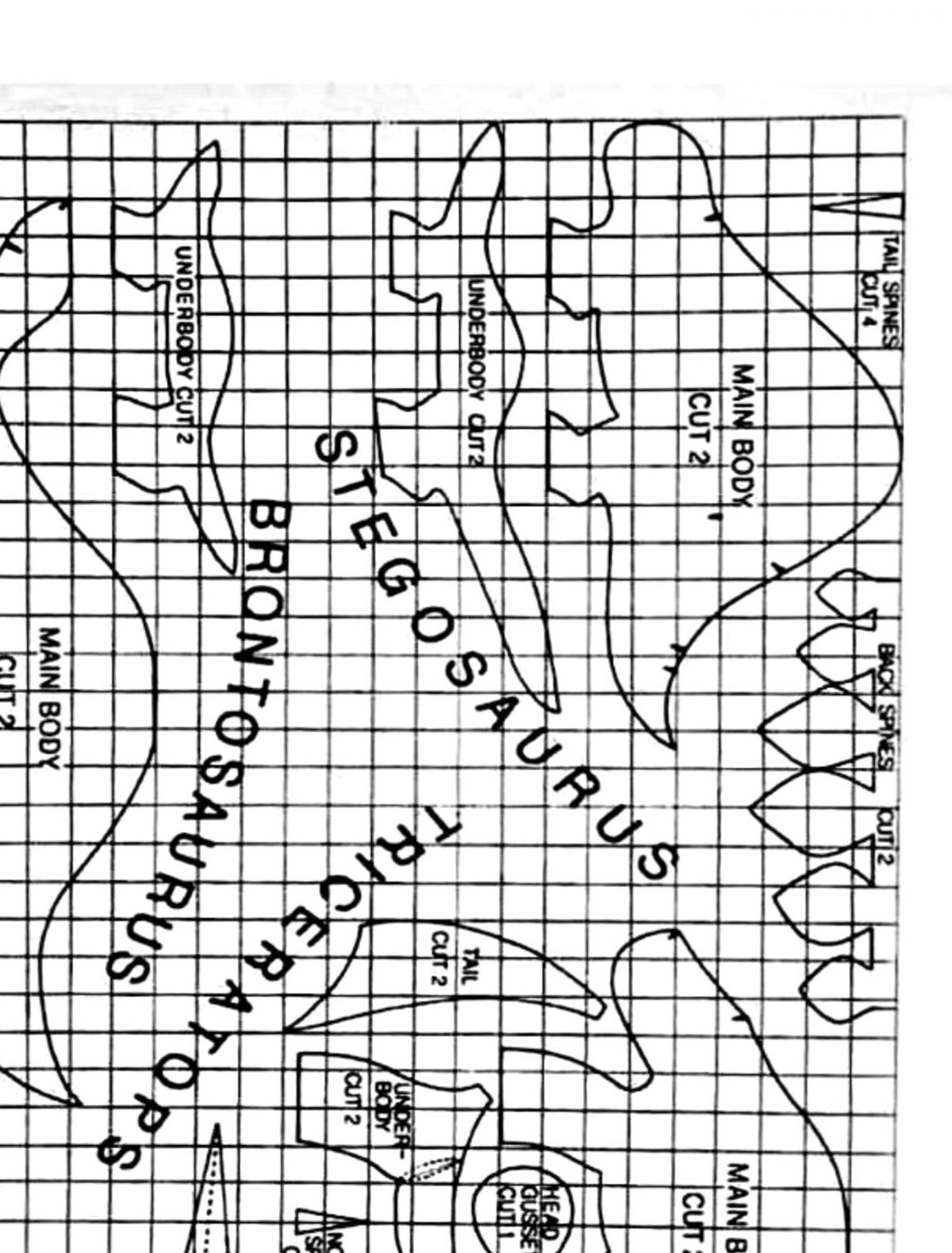 Vintage Sewing Pattern Retro Mod Fabric Dinosaurs Soft Sculpture Toys PDF Instant Digital Download 1970s Plush Toy Dinos 14 - 21 inches