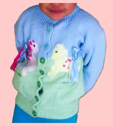 Vintage Knitting Pattern Girls Knit My Little Pony Pastel Horses Sweaters PDF Instant Digital Download Cardigan Pullover Jumpers 4 - 10 years DK