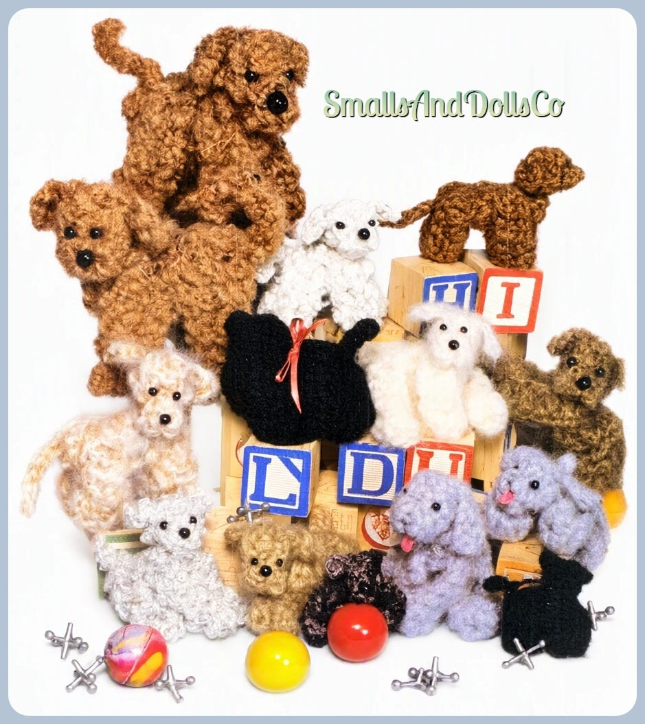 Vintage Crochet Pattern Mini Dogs Puppies Amigurumi in 5 Tiny Sizes PDF Instant Digital Download Miniature Soft Toy Dolls