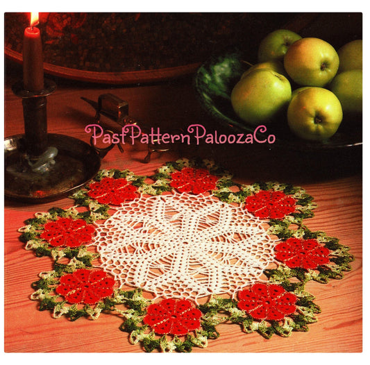 Vintage Crochet Pattern 13" Pretty Flower Border Doily Centerpiece Mat PDF Instant Digital Download Lacy Floral Table Decor Cotton Thread