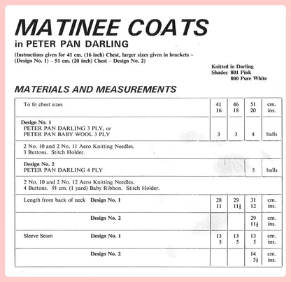 Vintage Knitting Pattern Knit Baby Girl Lacy Matinee Coats PDF Instant Digital Download 3-12 m 3 Ply and 4 Ply 0-18m