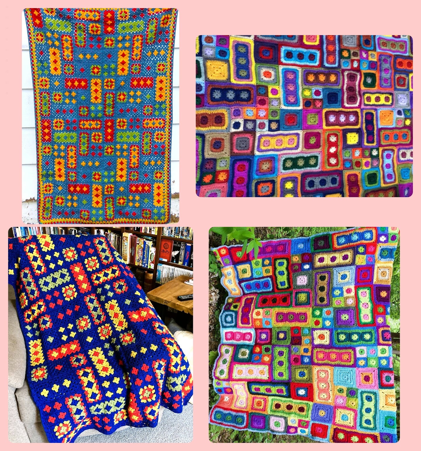 Vintage Crochet Pattern Retro Crazy Quilt Granny Square Afghan PDF Instant Digital Download Groovy Scrapghan Scrap Yarn Blanket
