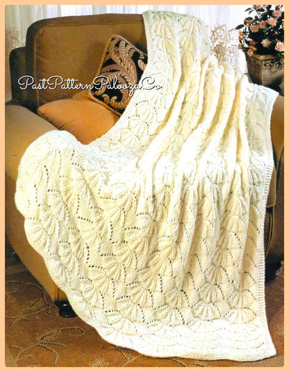 Vintage Knitting Pattern Bear Claw Throw Afghan PDF Instant Digital Download 44x60 10 Ply