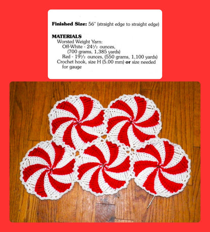 Vintage Christmas Afghan Crochet Pattern Peppermint Candy Swirls Throw Blanket PDF Instant Digital Download Round Holiday Candy Motifs