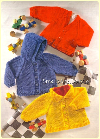 Vintage Knitting Pattern Baby to Child Cardigan Sweaters Hooded Jacket PDF Instant Digital Download 0-8 yrs 12 Ply