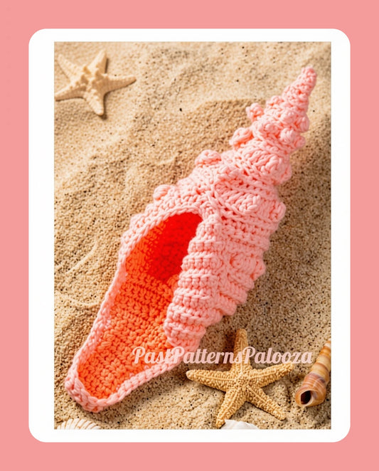 Vintage Crochet Pattern 12" Florida Horse Conch Shell PDF Instant Digital Download Crochet Seashell Sea Life Amigurumi Plush Soft Toy 4 Ply