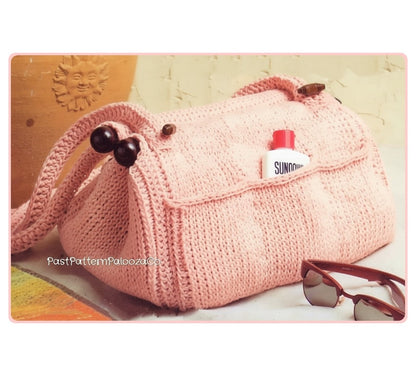 Vintage Crochet Pattern Summer Purse Beach Bag Carry all Handbag PDF Instant Digital Download Cotton Thread Hand Bag Tote