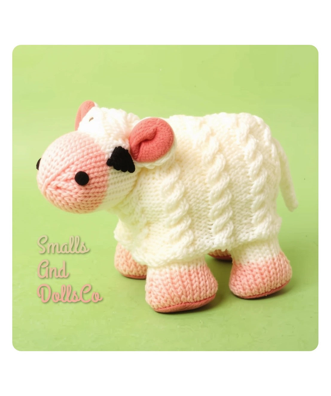 Vintage Knitting Pattern 12" Cosy Aran Cabled Sheep Soft Toy Doll PDF Instant Digital Download Lamb Ewe DK
