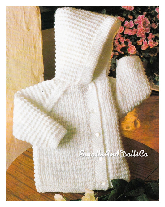 Vintage Knitting Pattern Baby Child Hooded Cardigan Jacket PDF Instant Digital Download Toddler Hoodie Sweater 3m - 2 yrs DK 8 Ply